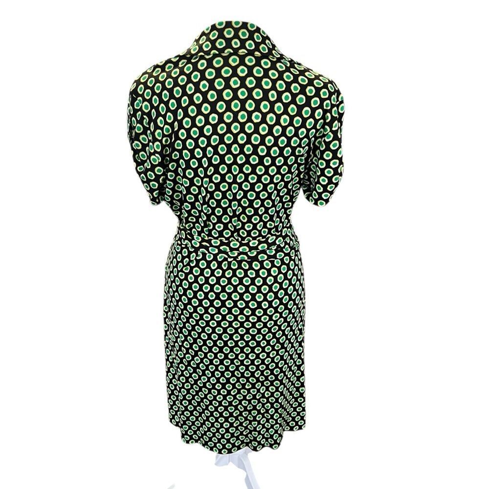 Diane Von Furstenburg Jilda Two Green Silk Retro Short Sleeve Wrap Dress 14 - Picture 7 of 12